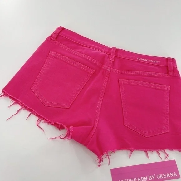 Current/Elliott The Boyfriend Cutoff Denim Shorts, Fandango Pink - Size 26 - Picture 12 of 13